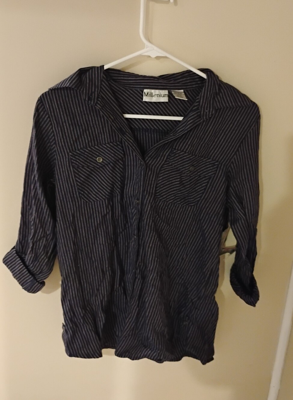 NWT Deadstock Millennium Striped Cuffed Flannel Button Down Shirt Sz S